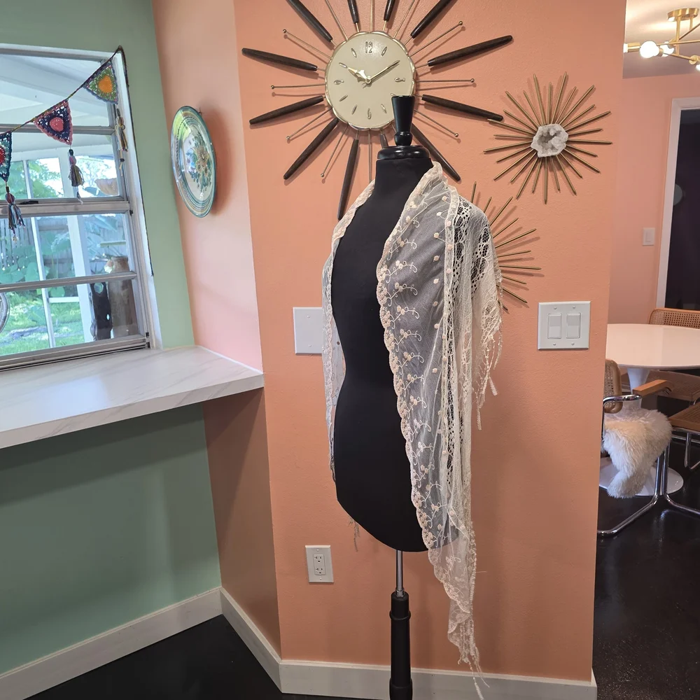 Boho Chic Scarf Festival Fringe Wrap Pier 1 Cream Bohemian Hippie Vacation